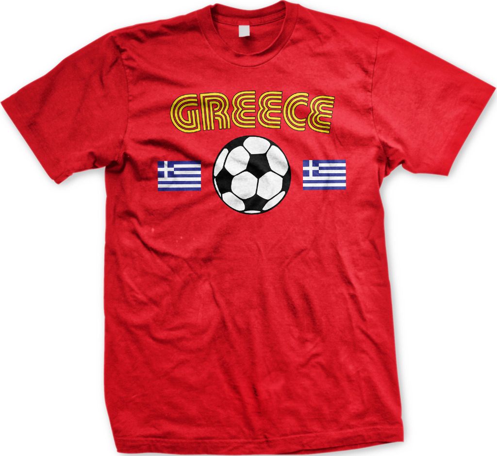 Greece National Soccer Team Galanolefki Football Greek Sport Mens Tshirt